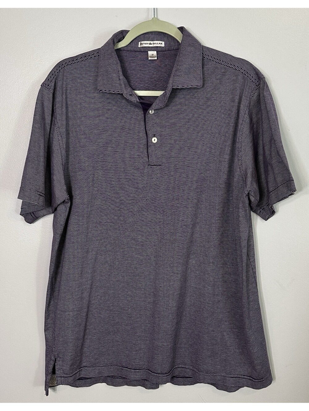 Peter Millar Purple Striped Classic Knit Polo Shirt Size Medium GUC.